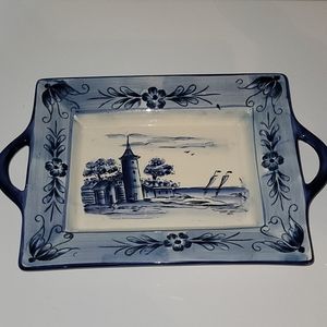 Delft blue village tray
